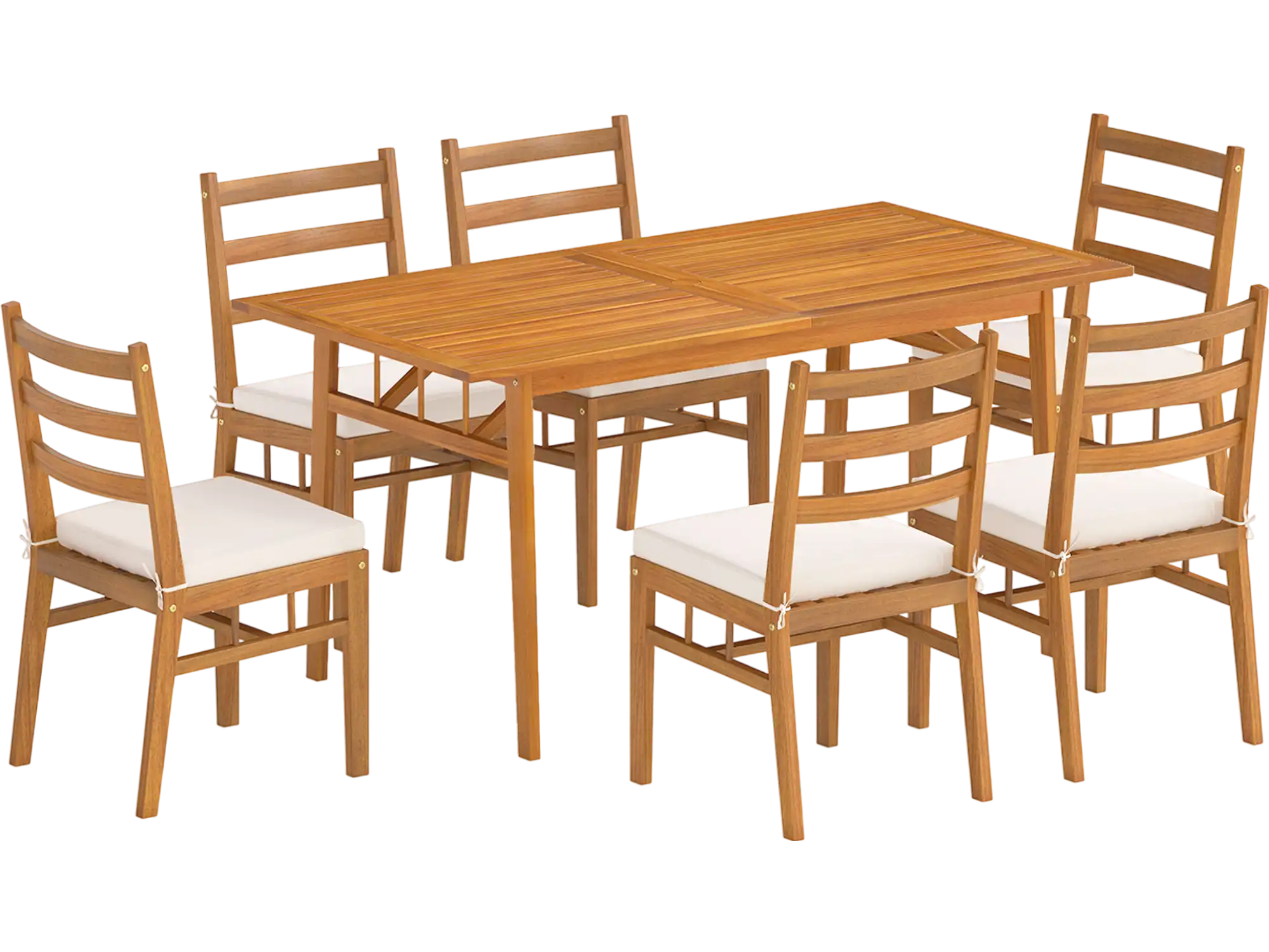 Costway 7-Pc Patio Acacia Wood Outdoor Dining Set Rectangular Table & Chairs 92227628 New