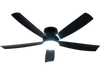 52-inch black ceiling fan with lights and remote control, featuring 6 speeds and a flush mount design for indoor use.