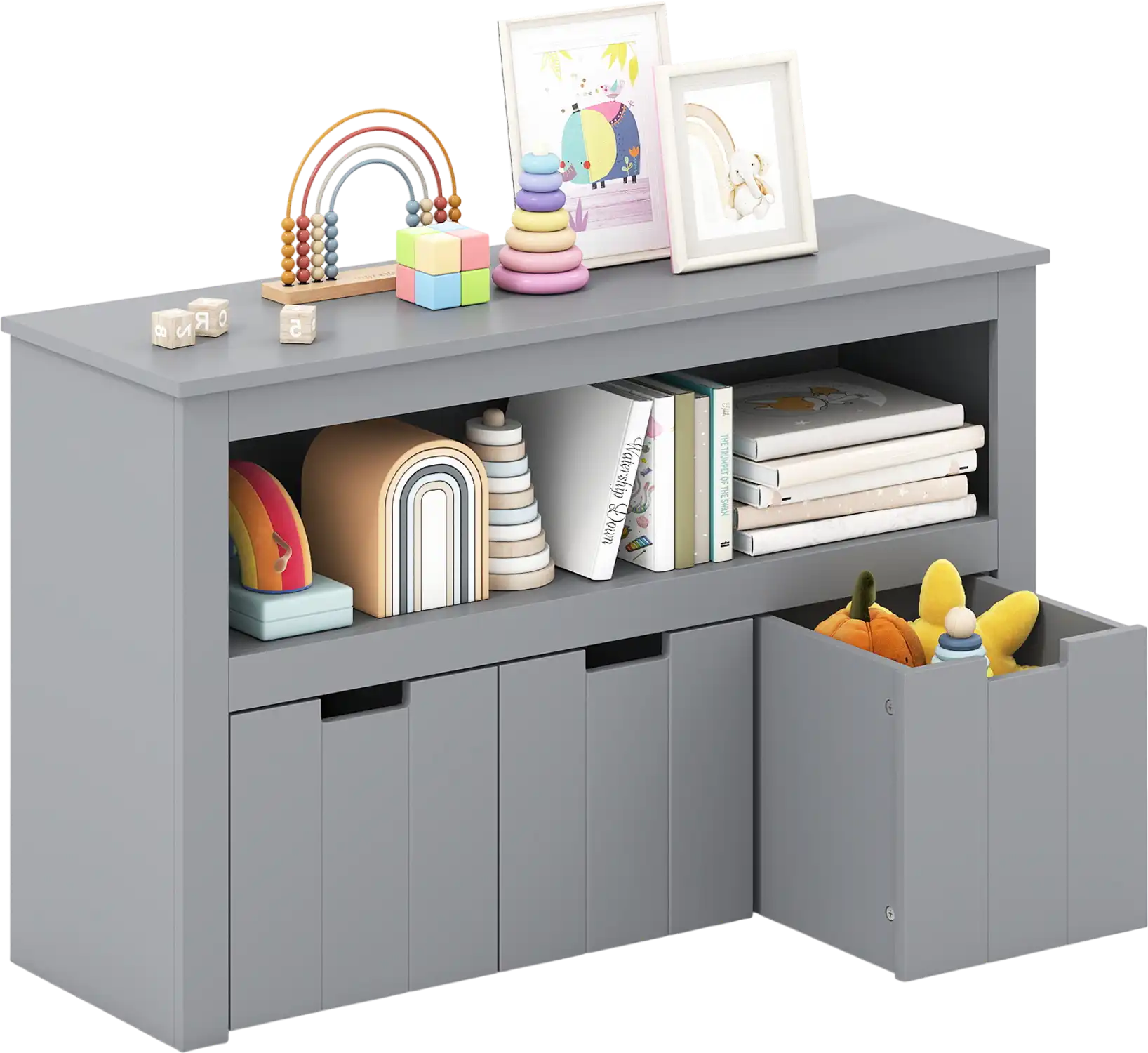 Costway Kids Toy Storage Cabinet Drawer Chest Cube Shelf w/ Wheels 59102673 New