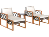 5 Pieces Patio Furniture Set PE Rattan Outdoor Conversation Set with Acacia Wood