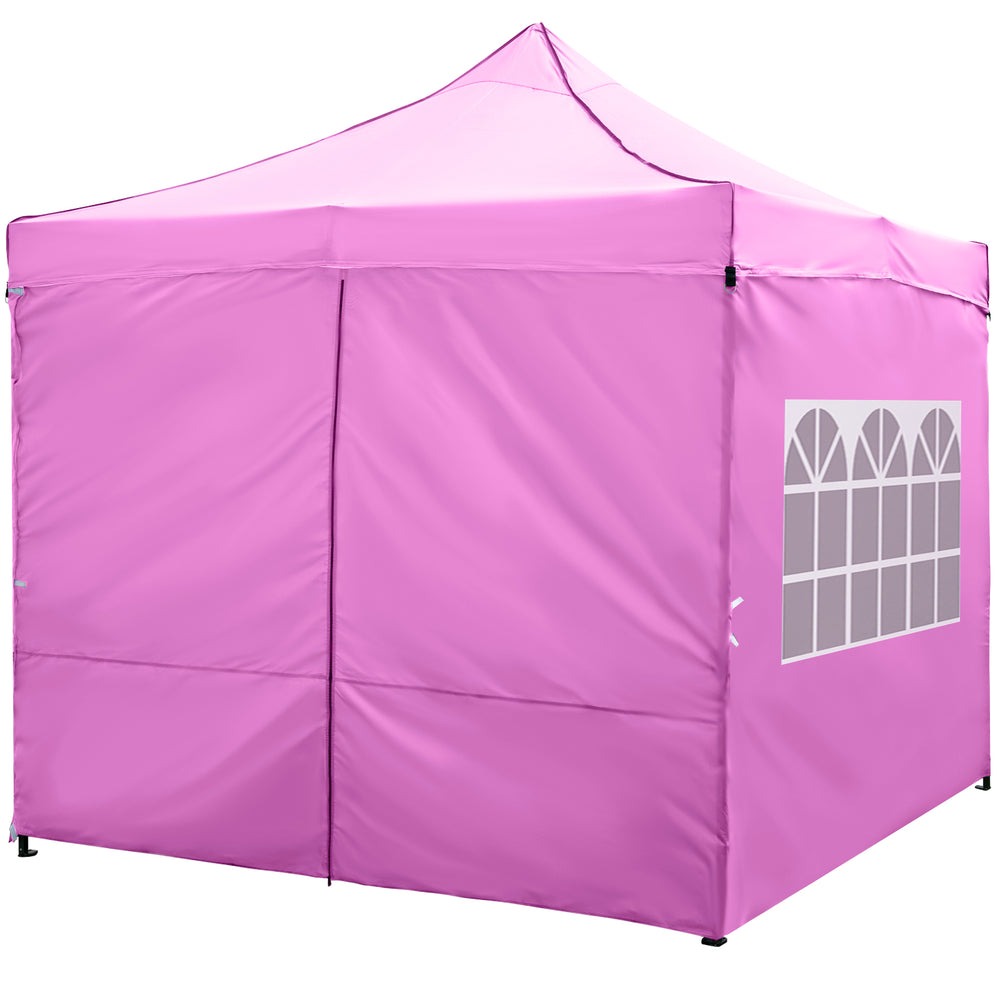 10 x 10 FT Pop up Canopy Tent with 4 Removable Sidewalls and Wheeled Bag-Pink - Gallery View 1 of 1