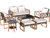 7 Pieces Patio Furniture Set PE Wicker Acacia Wood Outdoor Conversation Set