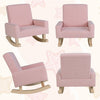 Pink rocking chair with solid wood legs, part of a stylish children's room furniture set for cozy seating.