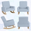Blue rocking chair with solid wood legs, part of a children's room furniture set for stylish and comfortable seating.