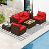 7 Pieces Outdoor Furniture Set with 32 Inch Fire Pit Table and Propane Tank Cover-Red - Gallery View 1 of 11