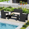 4 Pieces Patio Furniture Set with Tempered Glass Tabletop and Removable Cushion-White - Gallery View 1 of 10
