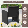 Black PE rattan armchair with a sturdy metal frame, designed for outdoor use and comfortable seating.