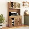 71-inch pantry cabinet with hutch, natural finish, PE rattan doors, adjustable shelves, and built-in charging station.