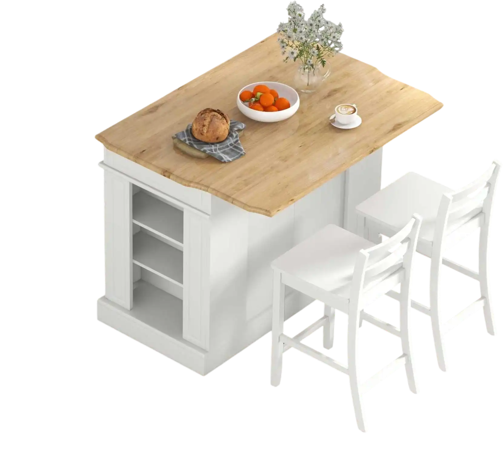 Costway 3-Piece Kitchen Island Bar Stools Storage Cart Set 23446435 New