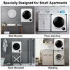 Electric tumble dryer with simple controls, designed for small apartments, shown in wall-mounted and floor-standing.