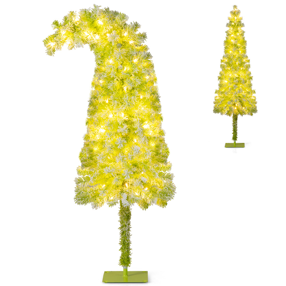 5 FT whimsical Christmas tree showcasing a bendable top, slim pencil shape, and inviting warm white LED lights for.