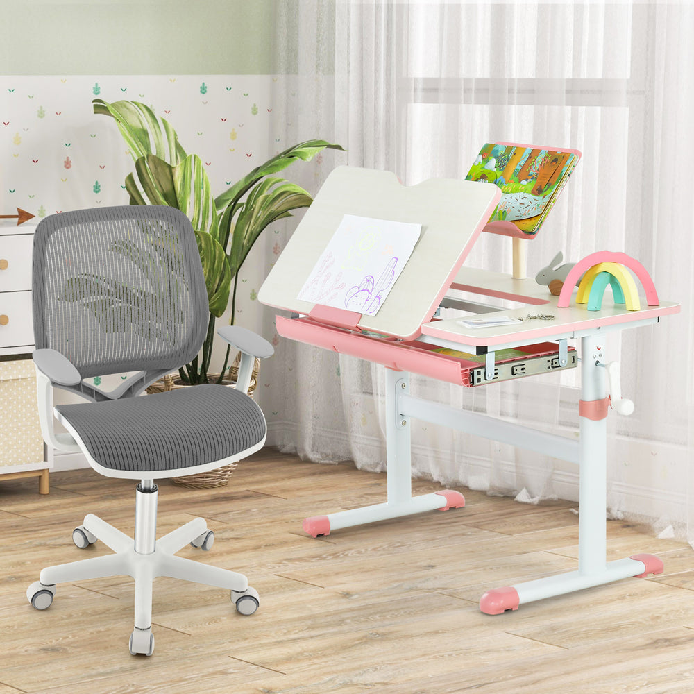 Swivel Mesh Children Computer Chair with Adjustable Height-Gray - Gallery View 1 of 11