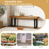 Acacia wood bench with U-shaped metal base, ideal for dining areas, shoe storage, or as a plant stand.