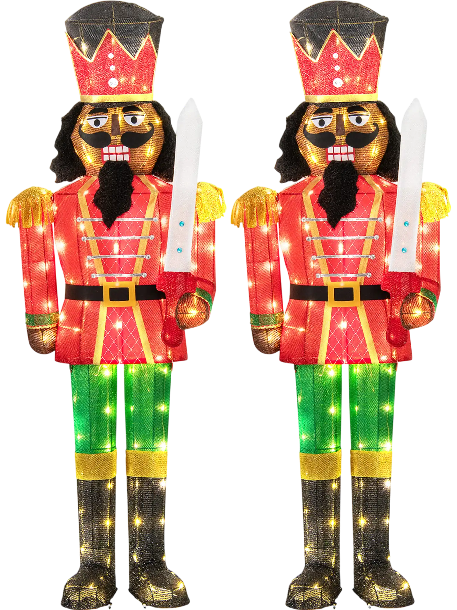 Costway Set of 2 5' Lighted Christmas Nutcracker Inflatables w/ Glitter Sword 38105158 New