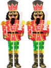Set of 2 5 FT Lighted Christmas Nutcracker with Glitter Sword