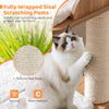 Natural sisal scratching post on a 48-inch wooden cat tree, perfect for satisfying cats' scratching needs.