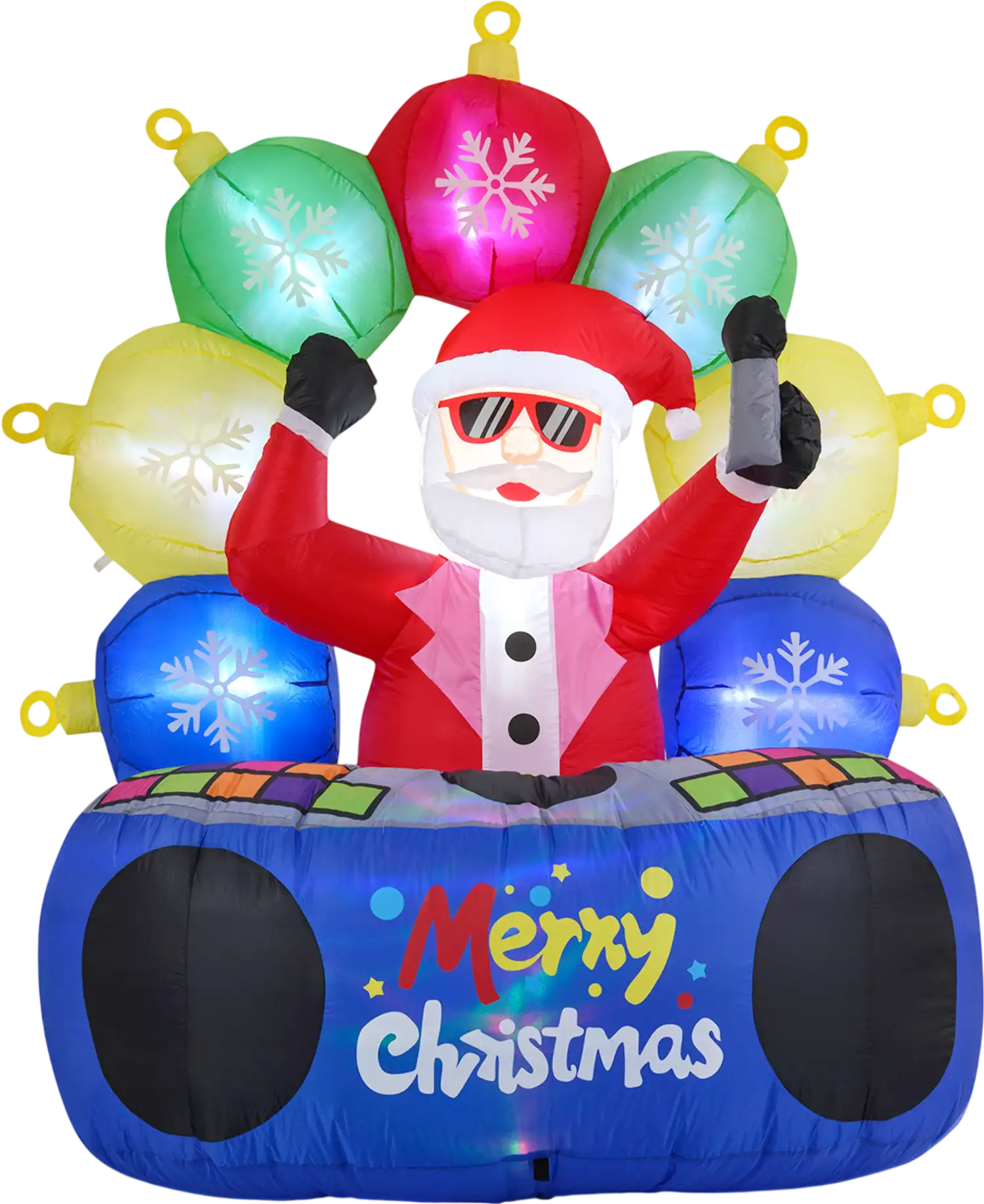 Costway 6' Inflatable DJ Santa Rotating Music Light Flashing LEDs 95080500 New