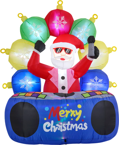 Costway 6' Inflatable DJ Santa Rotating Music Light Flashing LEDs 95080500 New