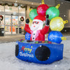 6-foot inflatable DJ Santa with rotating music light and flashing LEDs, perfect for festive outdoor displays.