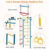 5-in-1 Swedish ladder featuring a pull-up bar, rope ladder, and gymnastic rings for active play and fitness.