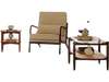 3 Piece Rattan and Wood Living Room Set with Side Table Coffee Table and TV Stand