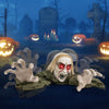 Life-size Halloween Groundbreaker Climbing Zombie with glowing eyes, perfect for yard decorations and haunted houses.