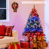 5 FT artificial Christmas tree with multicolored LED lights, presents, and festive decor for holiday celebrations.