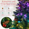 5 FT artificial Christmas tree featuring 250 multicolored RGB lights, 584 lush branch tips, and natural pine cones for.