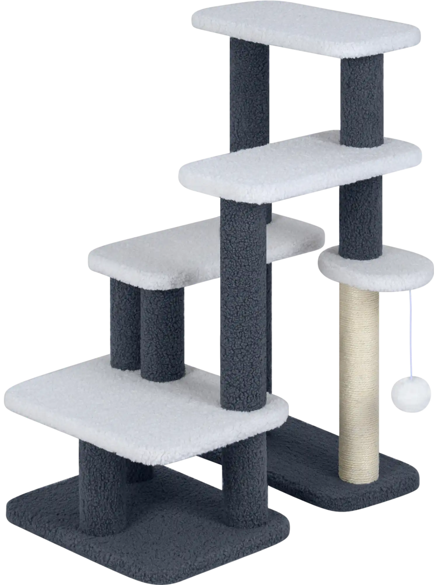 Costway 2-in-1 Cat Stairs Tree Tower Scratching Posts Hanging Toy Ball 55926531 New