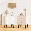 Mid-century modern nightstand set of 2 with golden knobs, featuring spacious drawers and tapered support legs for.