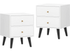 Nightstand Set of 2 Mid Century Modern Bedside Table with Golden Knobs and Raised Support Legs
