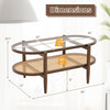Dimensions of the 3-piece rattan living room furniture set with tempered glass tabletop and accent chair.