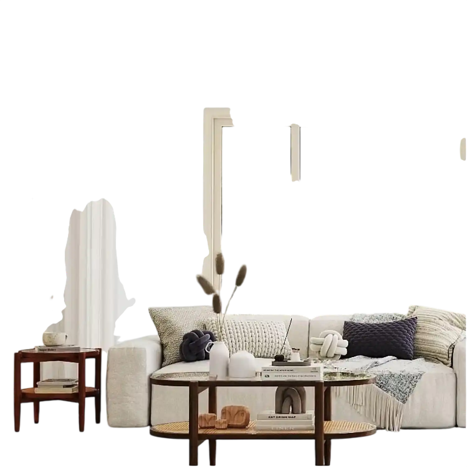 Costway 3-Piece Rattan Living Room Furniture Set w/ Glass Top Accent Chair 34612844 New