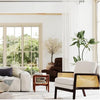3-piece rattan living room furniture set featuring a coffee table, side table, and accent chair for stylish comfort.