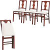 Set of 4 brown folding dining chairs with upholstered padded seats, ergonomic backrest, and sturdy rubber wood frame.