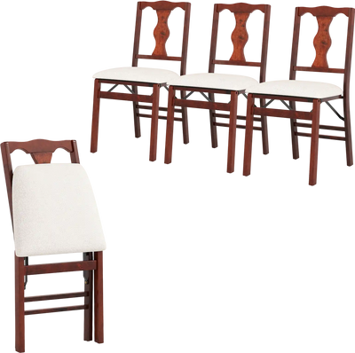 Costway Set of 4 Folding Dining Chairs Upholstered Padded Seats 21065409 New