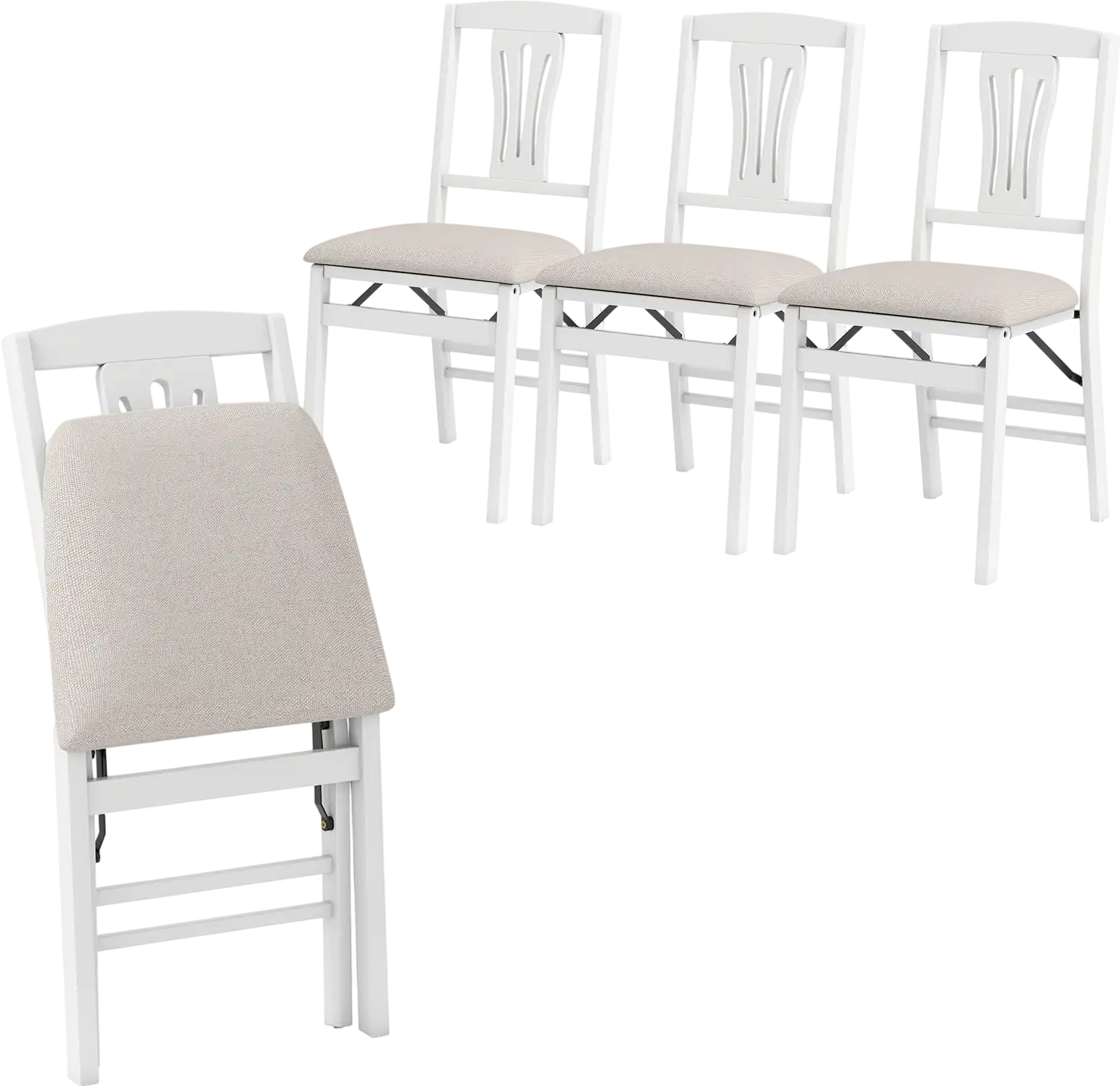 Costway Folding Upholstered Dining Chairs Set of 4 88235166 New
