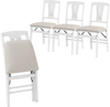 Set of 4 white folding kitchen chairs with upholstered padded seats, ergonomic backrest, and sturdy rubber wood frame.