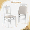 Folding kitchen chair set of 4 with ergonomic backrest, padded seats, and white rubber wood frame for easy storage.