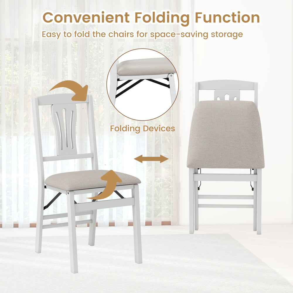 Folding kitchen chair set of 4 with ergonomic backrest and padded seats, featuring a convenient folding function for.