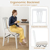 Folding kitchen chair with ergonomic backrest, white upholstered seat, and inclined angle for optimal comfort and.