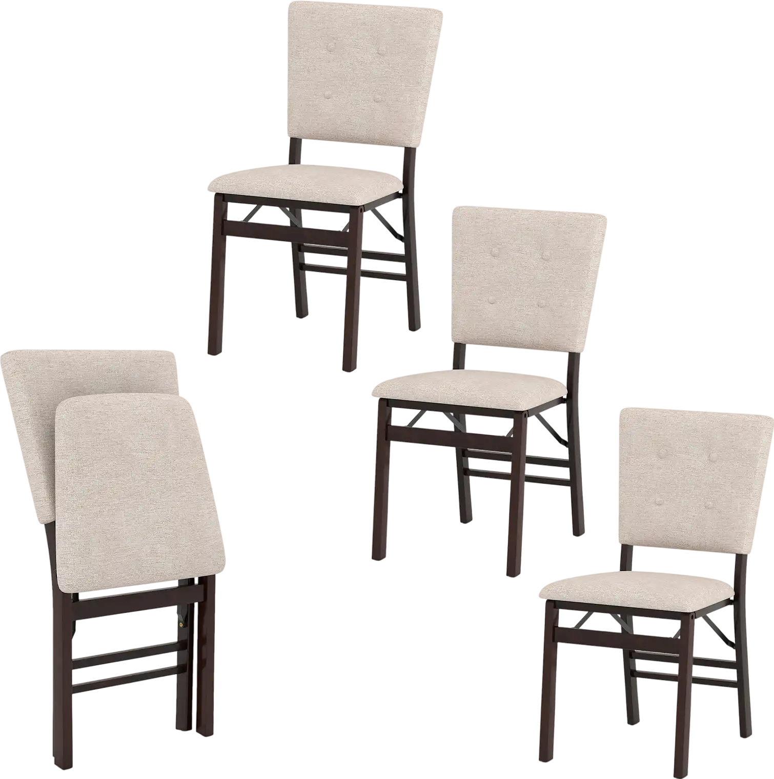 Costway Foldable Dining Chair Set of 4 Armless Padded Seat Tilt Backrest 21822767 New