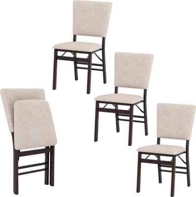 Costway Foldable Dining Chair Set of 4 Armless Padded Seat Tilt Backrest 21822767 New