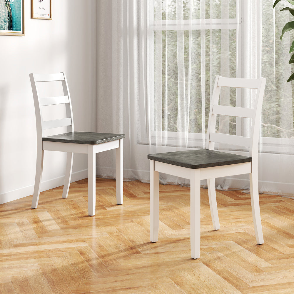 Set of 2 Wood Dining Chairs with Solid Rubber Wood Legs-Gray - Gallery View 1 of 10