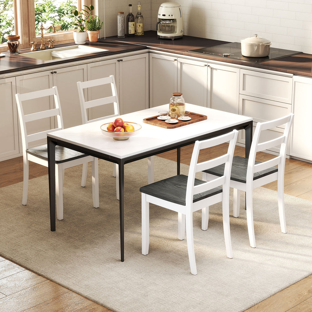 Set of 4 Wood Dining Chairs with Solid Rubber Wood Legs-Gray - Gallery View 1 of 10