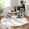 Set of 4 gray dining chairs with solid rubber wood legs, featuring a modern design for dining or living room use.