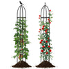 Metal garden arch and obelisk trellis set for climbing plants, featuring rustproof metal construction and elegant.
