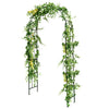 Metal garden arch with climbing plants, rustproof design for outdoor use, perfect for weddings and seasonal decor.