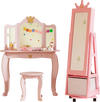 Kids Vanity Set + Kids Jewelry Armoire with Full-Length Mirror with Drawer