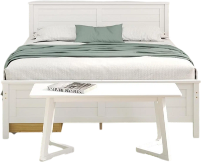 Costway 4-Piece Twin Bedroom Furniture Set Bed Frame Vanity Desk Bench Jewelry Armoire 23686651 New